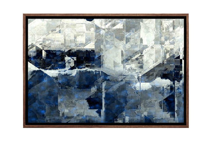 Deep Blue and Grey Abstract | Canvas Wall Art Print