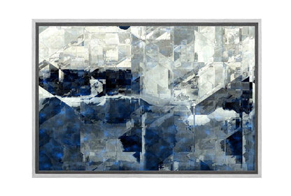 Deep Blue and Grey Abstract | Canvas Wall Art Print