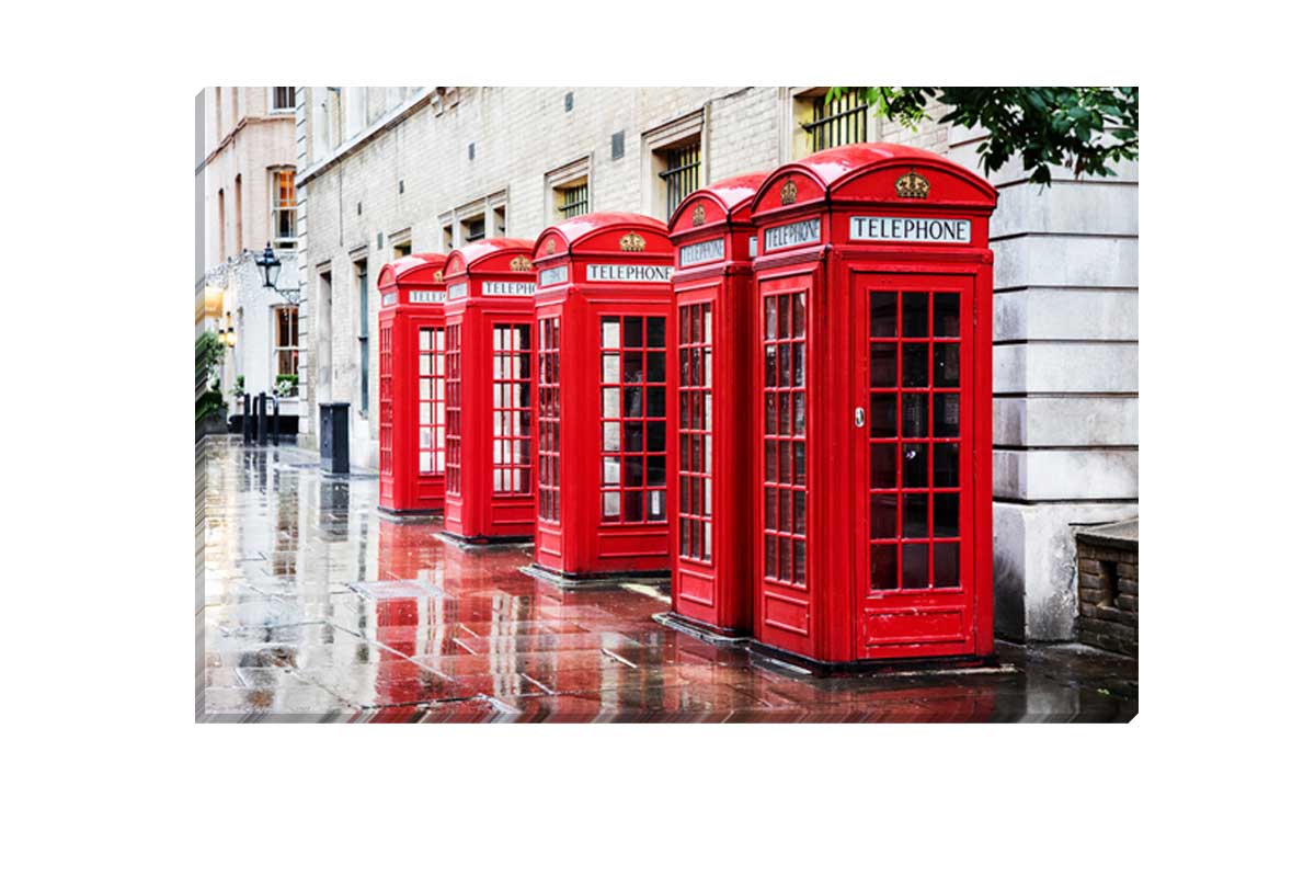 Red Phone Booths, UK | Canvas Wall Art Print