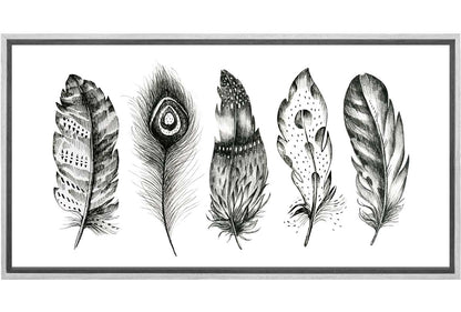 Black & White Feathers | Canvas Wall Art Print