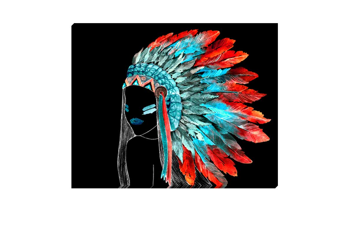 Abstract Feather Head Dress | Canvas Wall Art Print