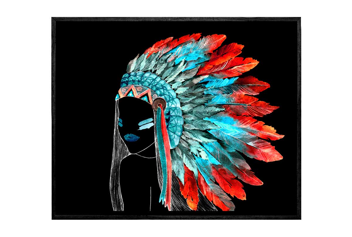 Abstract Feather Head Dress | Canvas Wall Art Print