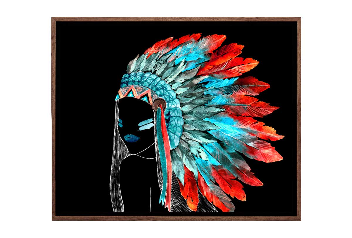 Abstract Feather Head Dress | Canvas Wall Art Print