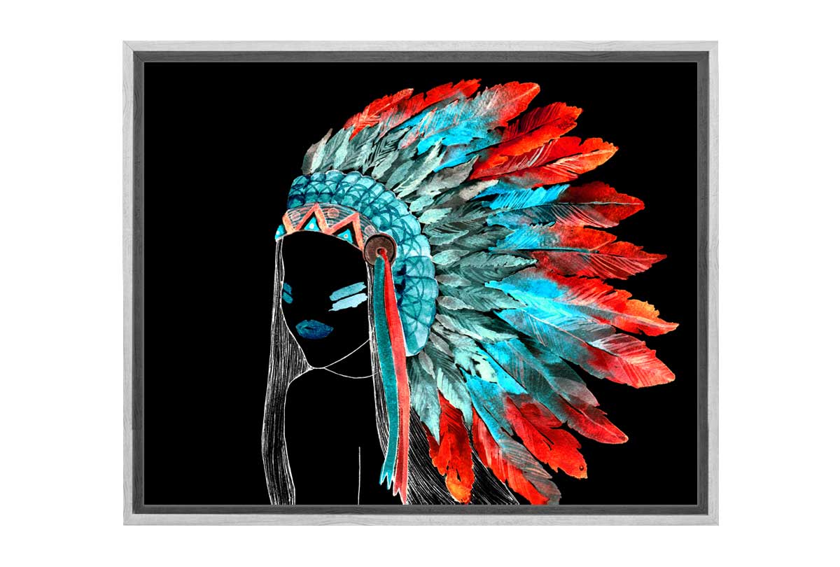 Abstract Feather Head Dress | Canvas Wall Art Print