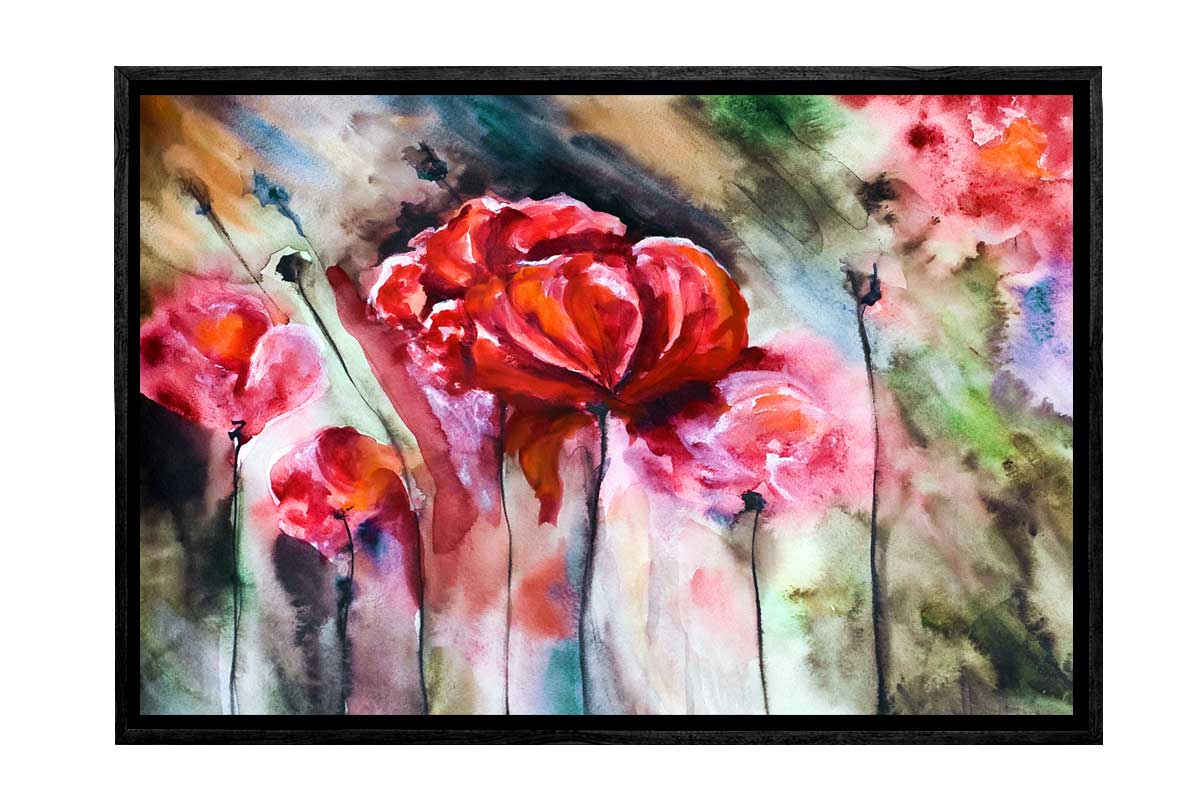 Red Poppy Abstract | Canvas Wall Art Print
