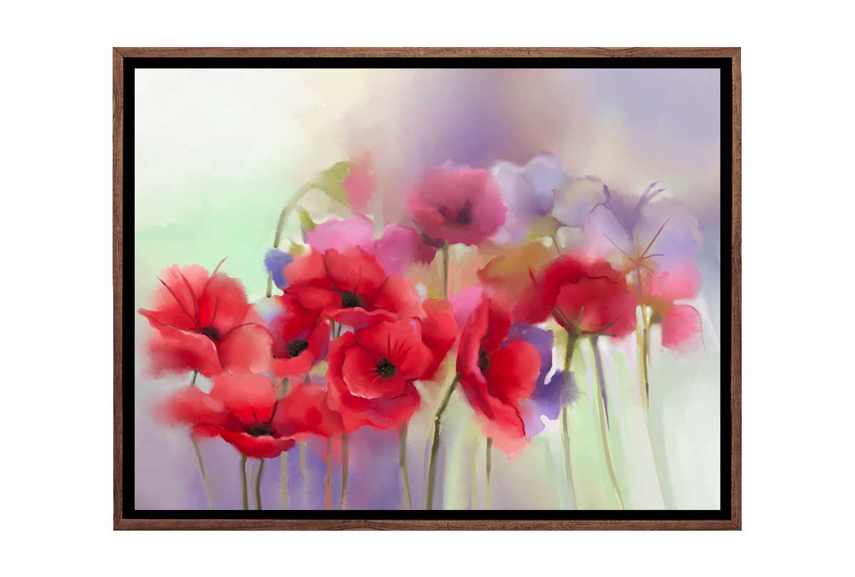 Abstract Red Flowers | Canvas Wall Art Print
