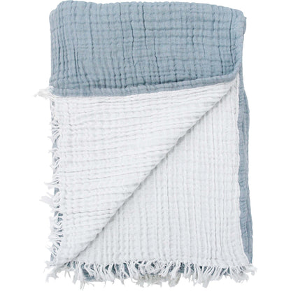 Stonewashed Muslin Throw/Blanket - 6 Layer Light Blue 150x250cm