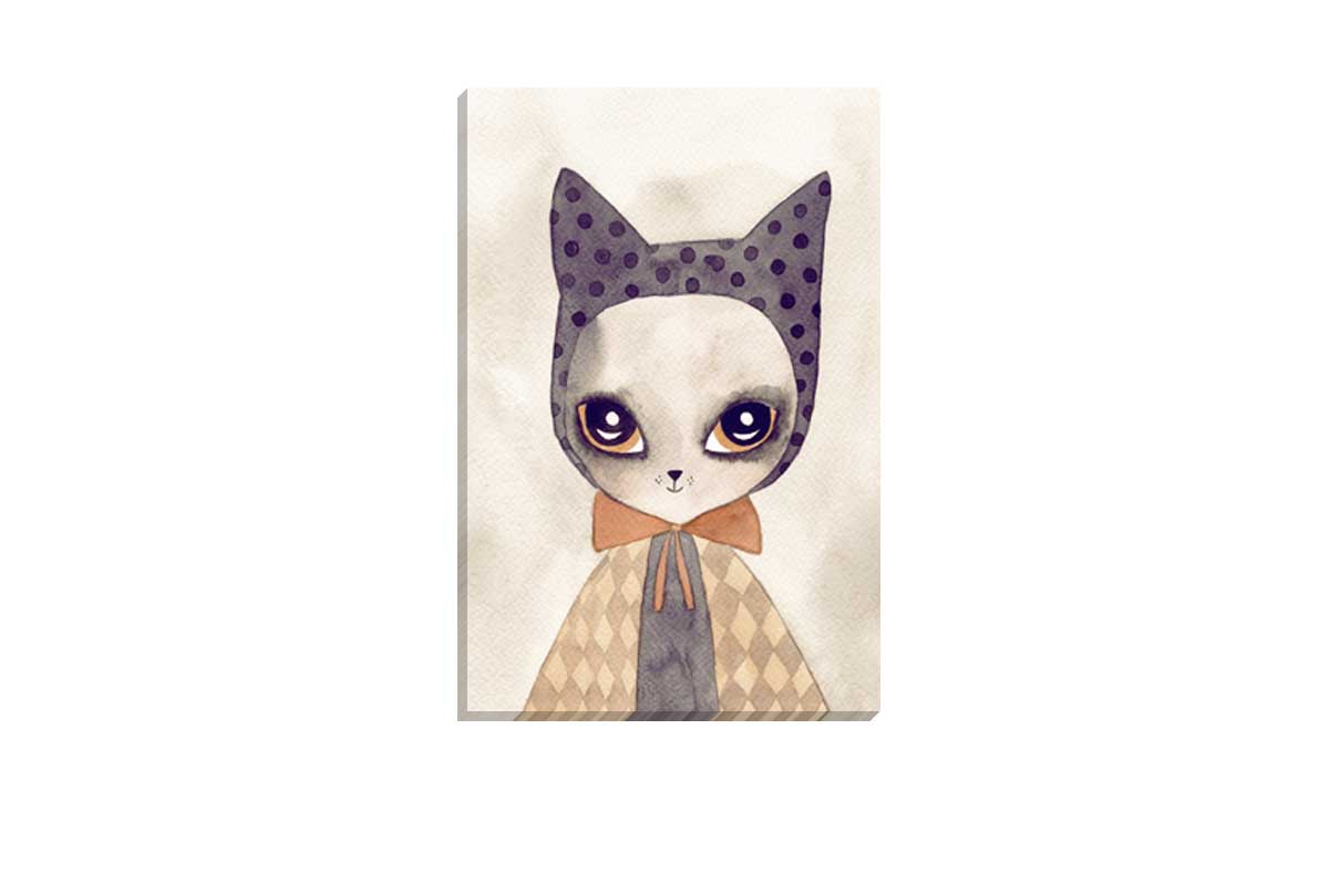 Cat in Cape Watercolour | Canvas Wall Art Print - Final Touch Decor