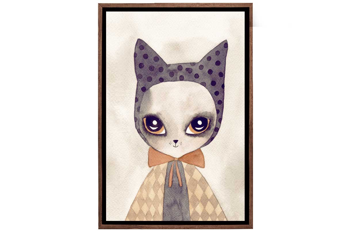 Cat in Cape Watercolour | Canvas Wall Art Print - Final Touch Decor