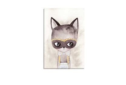 Carnival Cat Watercolour | Canvas Wall Art Print