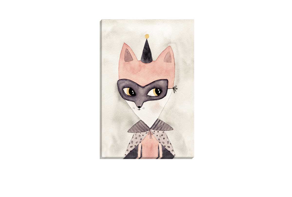 Carnival Fox Watercolour | Canvas Wall Art Print