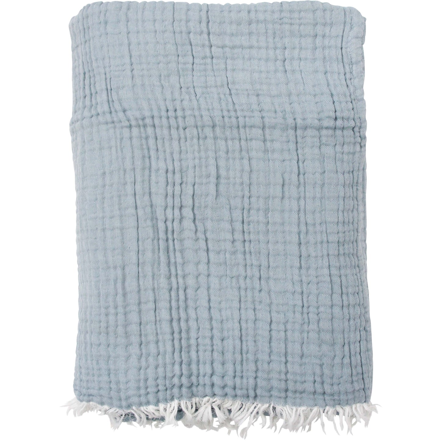 Stonewashed Muslin Throw/Blanket - 6 Layer Light Blue 150x250cm