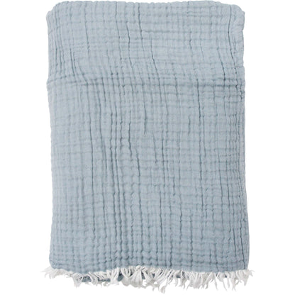 Stonewashed Muslin Throw/Blanket - 6 Layer Light Blue 150x250cm