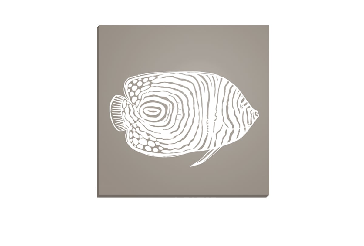 Fish 2 White on Beige | Canvas Wall Art Print