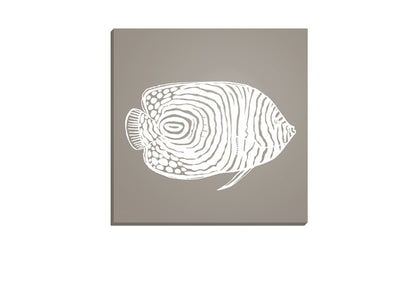 Fish 2 White on Beige | Canvas Wall Art Print