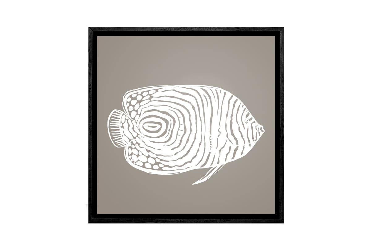 Fish 2 White on Beige | Canvas Wall Art Print