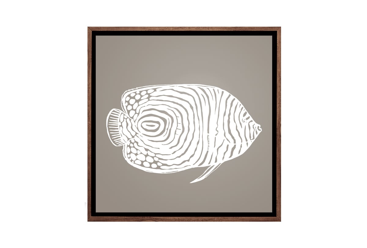 Fish 2 White on Beige | Canvas Wall Art Print