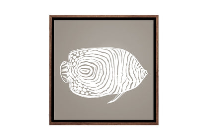 Fish 2 White on Beige | Canvas Wall Art Print