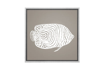 Fish 2 White on Beige | Canvas Wall Art Print