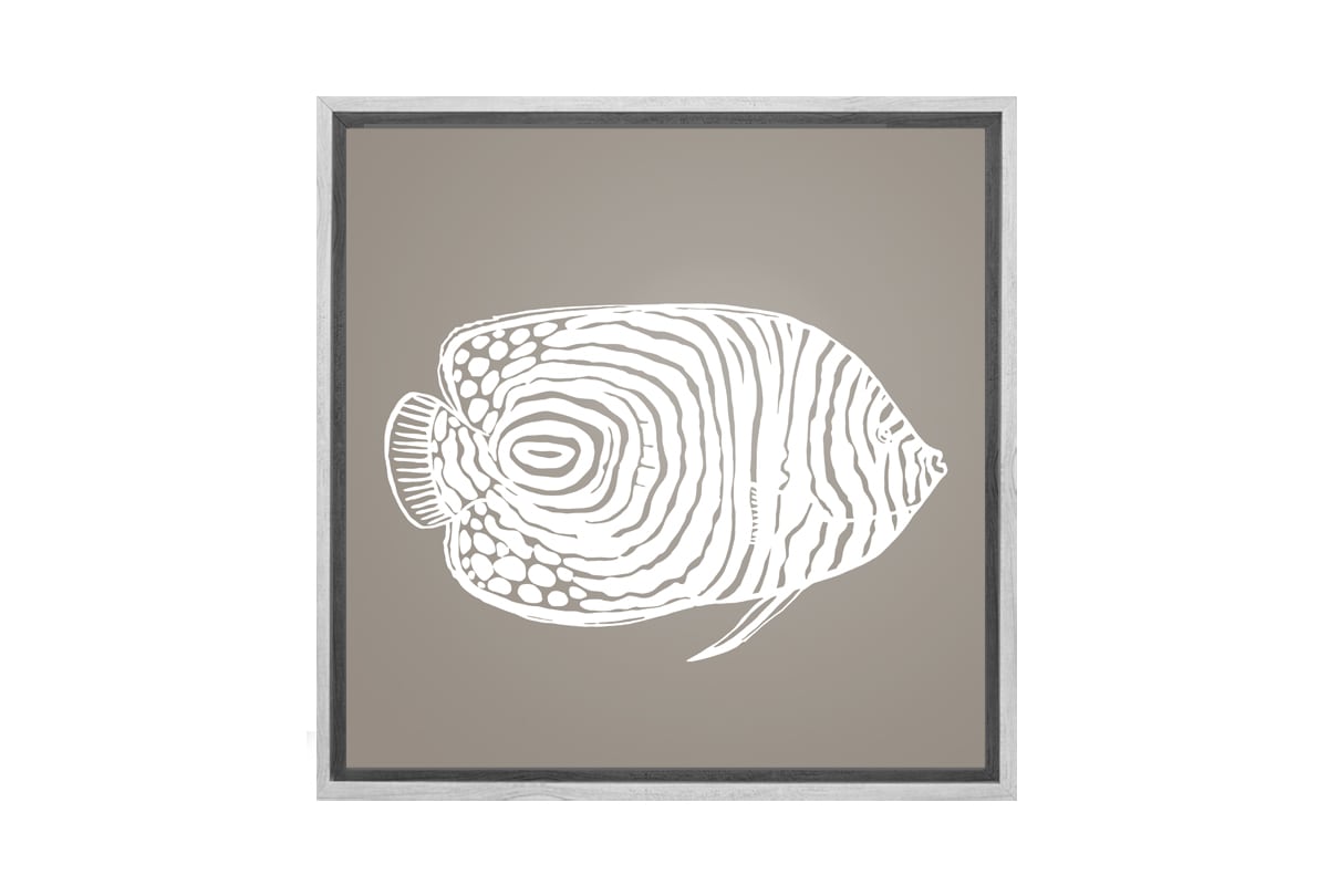 Fish 2 White on Beige | Canvas Wall Art Print