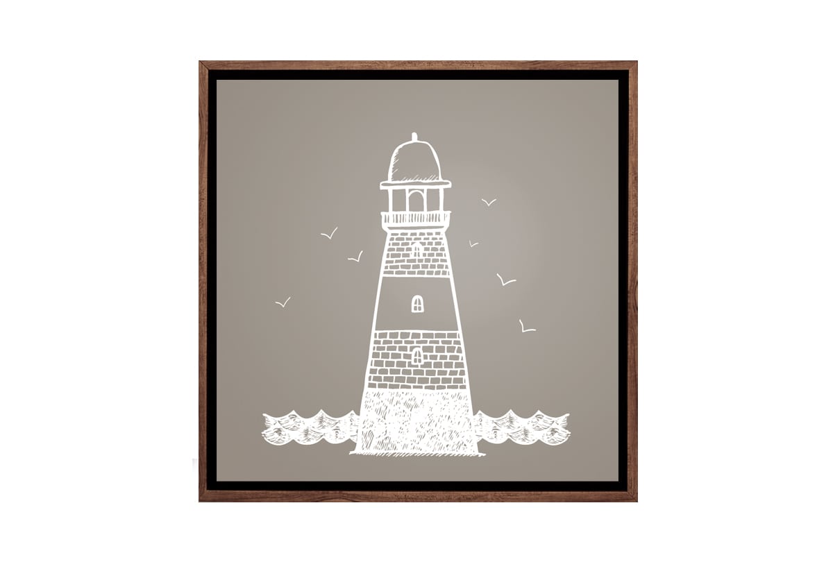Lighthouse White on Beige | Canvas Wall Art Print