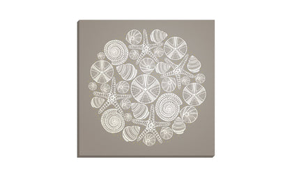 Shells Star Fish White on Beige | Canvas Wall Art Print