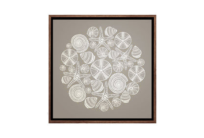 Shells Star Fish White on Beige | Canvas Wall Art Print