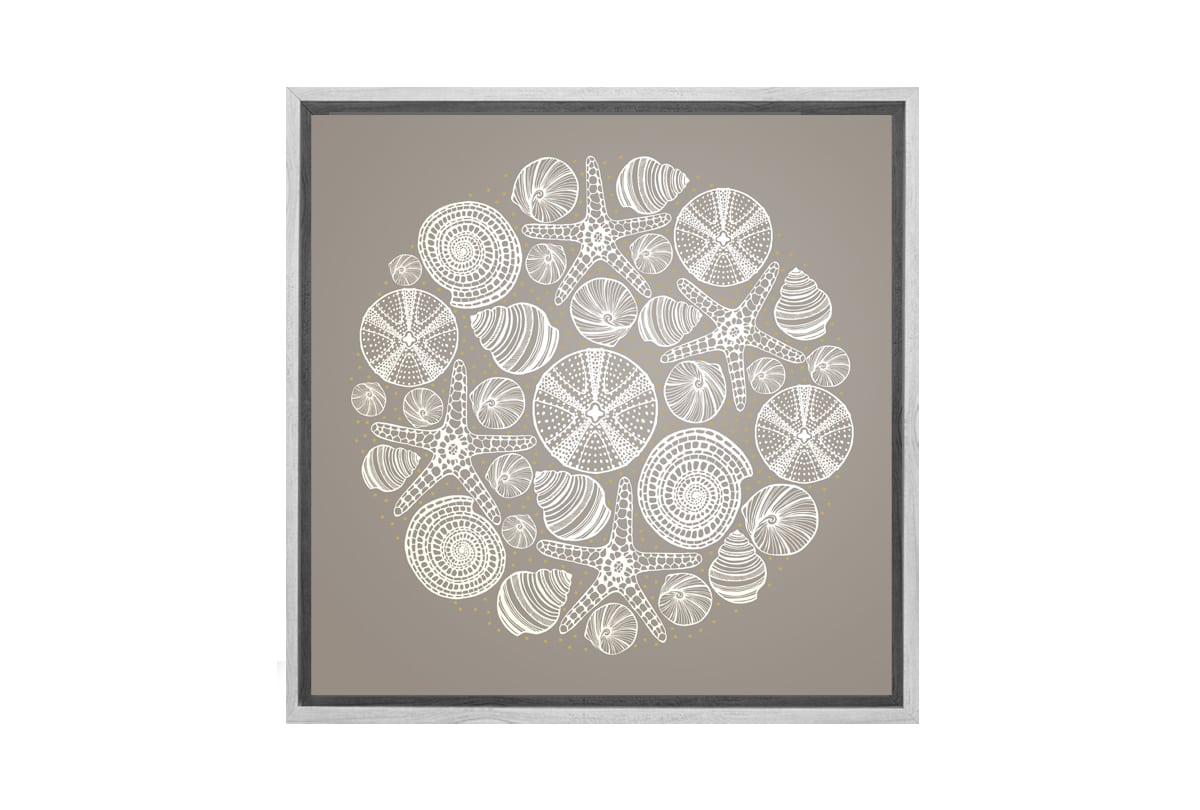 Shells Star Fish White on Beige | Canvas Wall Art Print