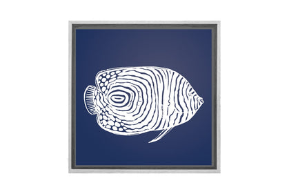 Fish 2 White on Navy | Canvas Wall Art Print