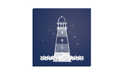 Lighthouse White on Navy | Canvas Wall Art Print