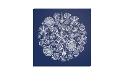 Shells Star Fish White on Navy | Canvas Wall Art Print