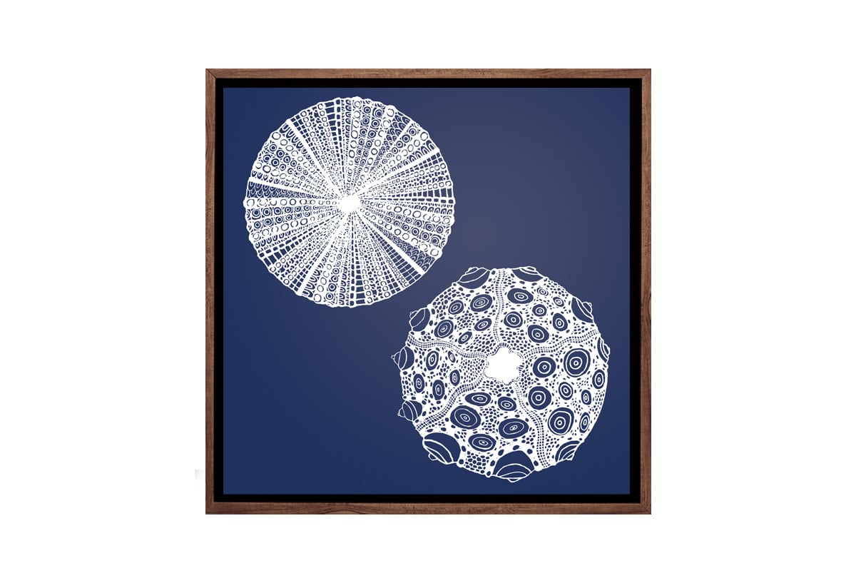 Anemone White on Navy | Canvas Wall Art Print