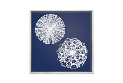 Anemone White on Navy | Canvas Wall Art Print
