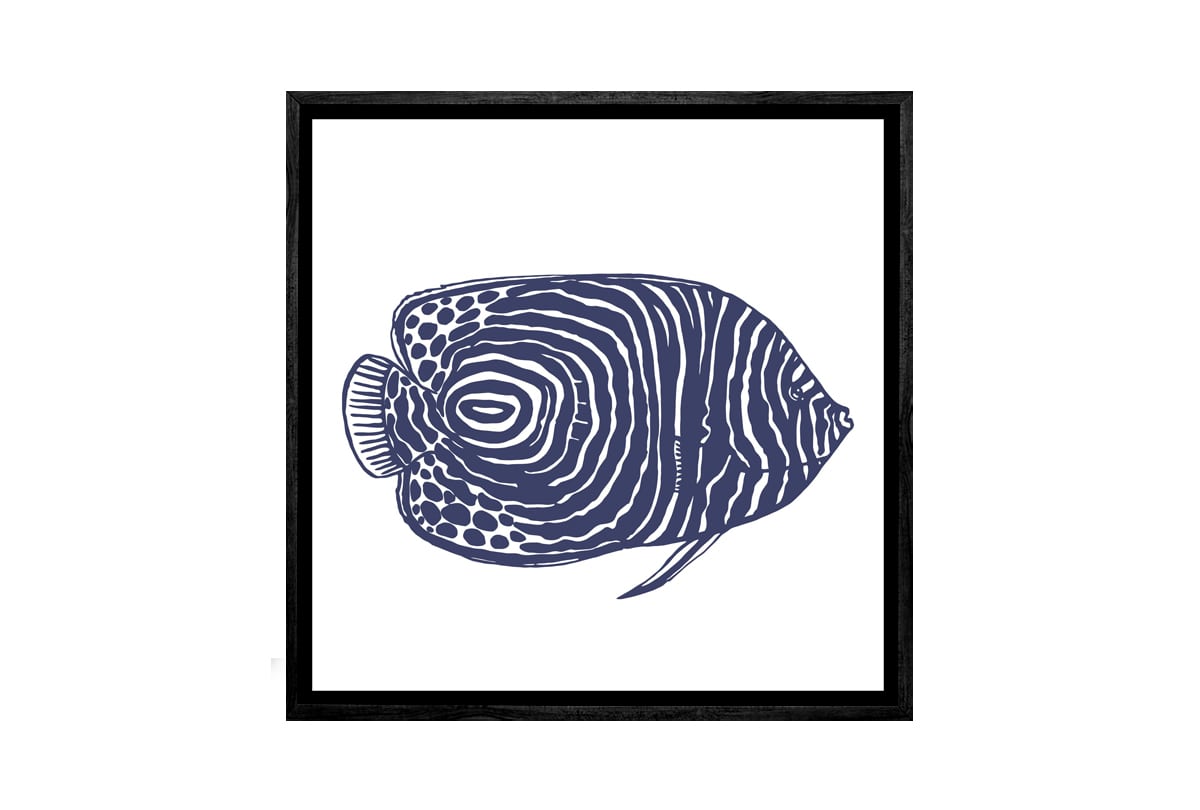 Fish 1 Navy on White | Canvas Wall Art Print