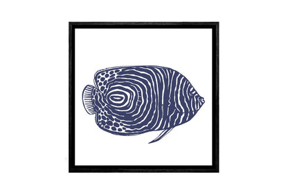 Fish 1 Navy on White | Canvas Wall Art Print