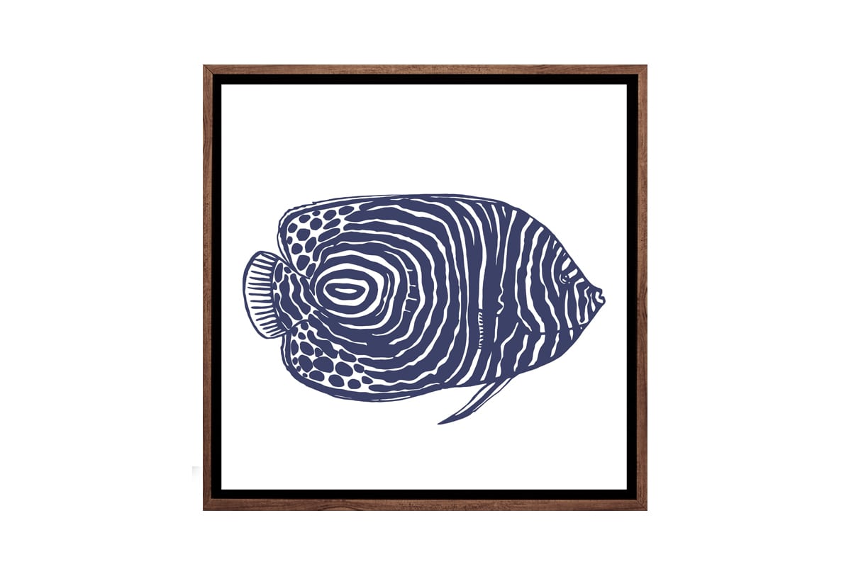 Fish 1 Navy on White | Canvas Wall Art Print