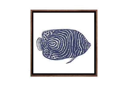 Fish 1 Navy on White | Canvas Wall Art Print