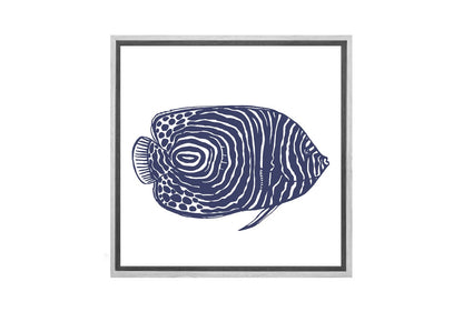 Fish 1 Navy on White | Canvas Wall Art Print