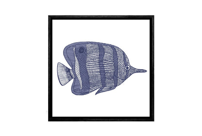 Fish 2 Navy on White | Canvas Wall Art Print