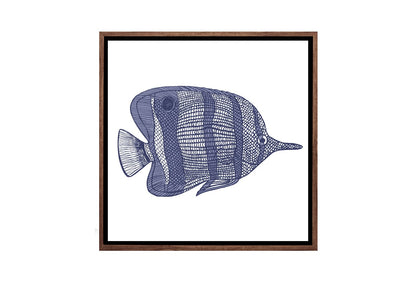 Fish 2 Navy on White | Canvas Wall Art Print