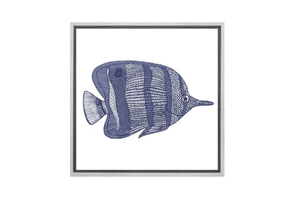 Fish 2 Navy on White | Canvas Wall Art Print