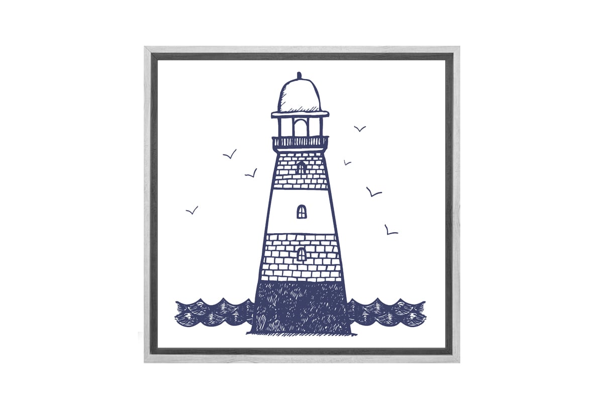 Lighthouse Navy on White | Canvas Wall Art Print