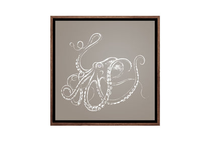 Octopus White on Beige | Canvas Wall Art Print