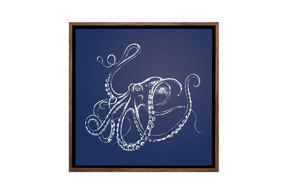 Octopus White on Navy | Canvas Wall Art Print
