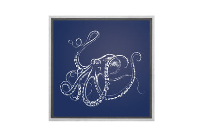 Octopus White on Navy | Canvas Wall Art Print