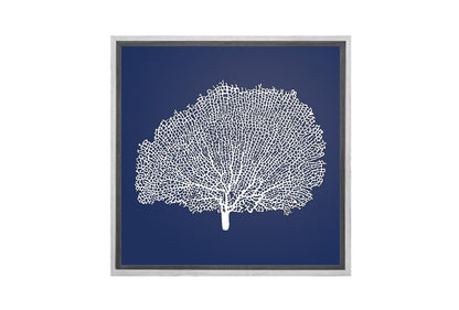 Fan Coral 2 White on Navy | Canvas Wall Art Print
