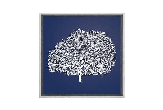 Fan Coral 2 White on Navy | Canvas Wall Art Print - Final Touch Decor
