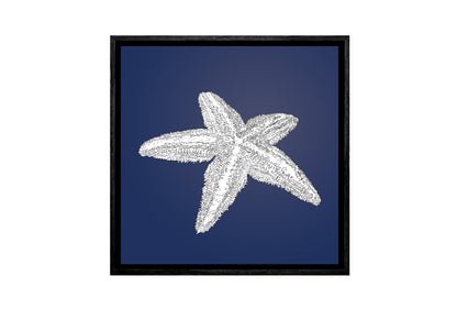 Star Fish White on Navy | Canvas Wall Art Print