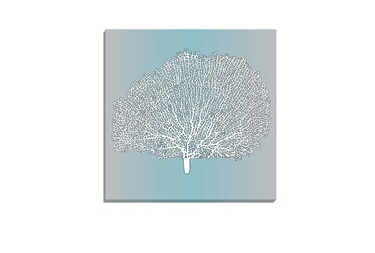 Fan Coral White on Teal | Canvas Wall Art Print