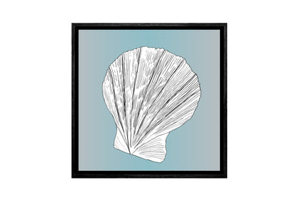 Shell 3 White on Teal | Canvas Wall Art Print